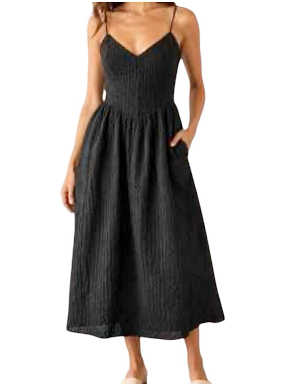 ASTR the LABEL Classic Black Spaghetti-Strap Midi Dress size Medium